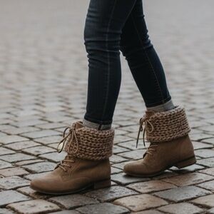 Charlotte Russe Brown Knit Cuff Boots